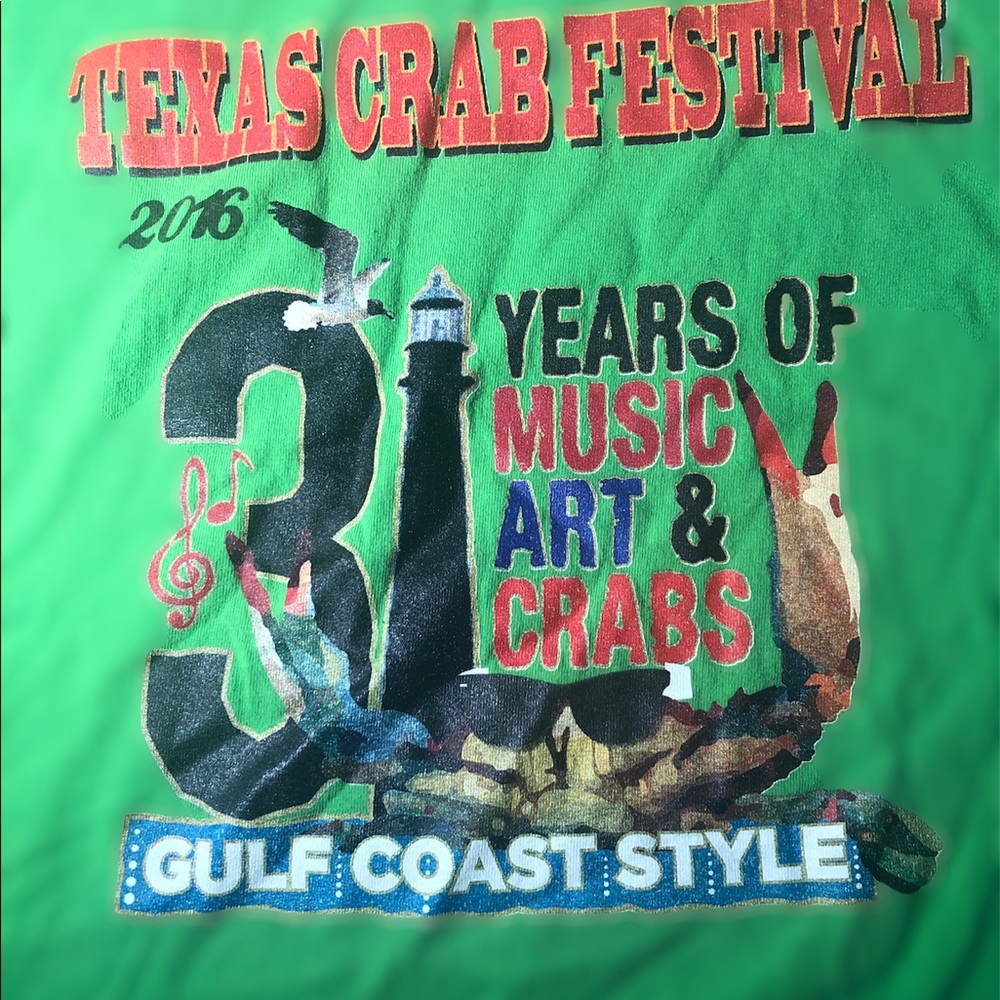 Texas 31st Crab Festival Green T Shirt XL
